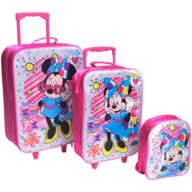 Komplet - 2 Kofera i Ranac Za Predškolce Minnie Mouse Colorful