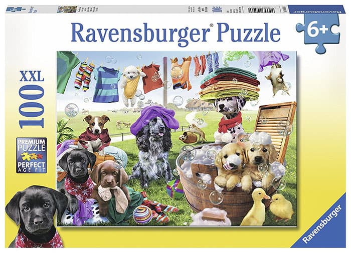 Ravensburger puzzle Dečije puzle - XXL - Životinje - Kučići - Colorful Washing Day   100 delova RA10596