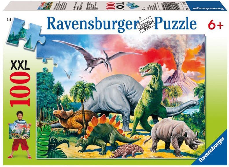 Ravensburger puzzle Dečije puzle - XXL - 1:1 - Dinosaurusi - Među dinosaurusima  100 delova RA10957