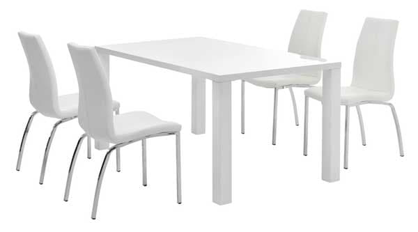 Trpezarijska garnitura Omix Sto i 4 stolice bele
