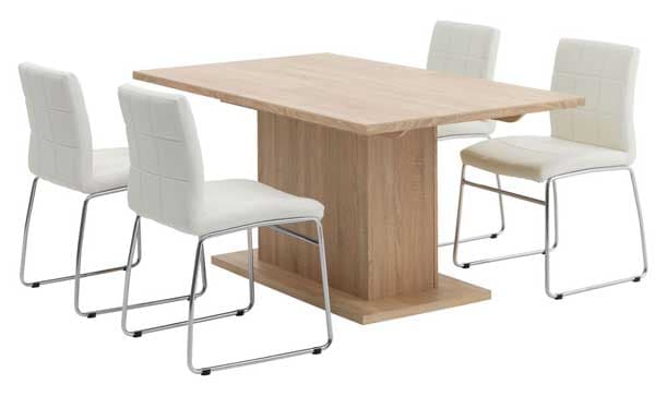 Trpezarijska garnitura Slages Sto i 4 stolice bele 