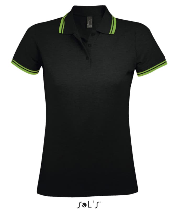 Sols Pasadena Ženska majica sa kragnom vel. XXL Black/Green 00578