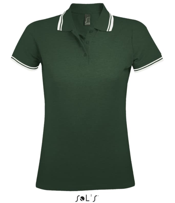 Sols Pasadena Ženska majica sa kragnom vel. M Forest Green/White 00578