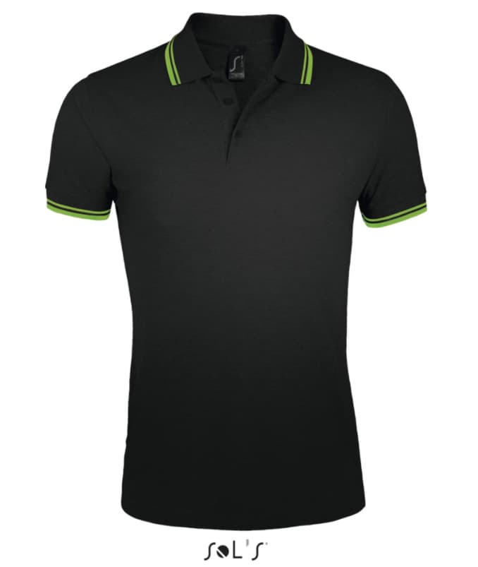 Polo majica za muškarce veličina L Sols Pasadena Black/Lime 00577