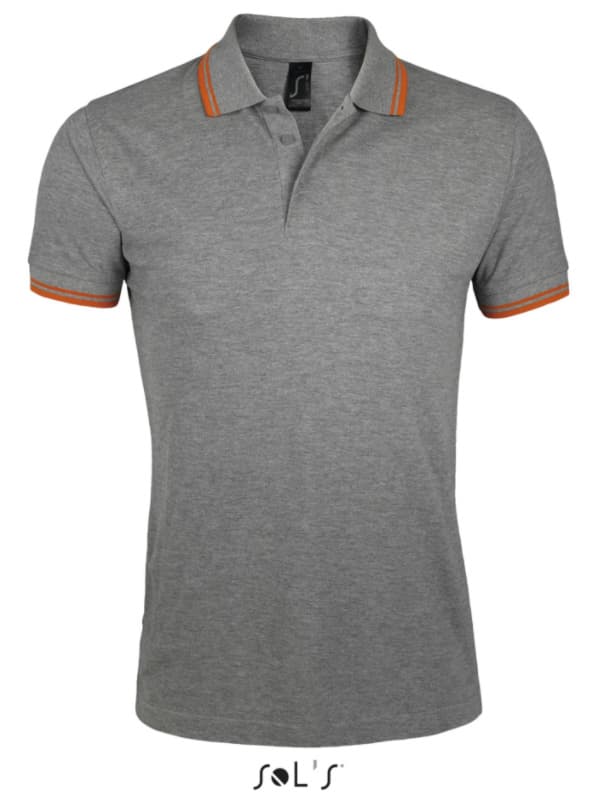 Polo majica za muškarce veličina XXL Sols Pasadena Melange Grey/Orange 00577