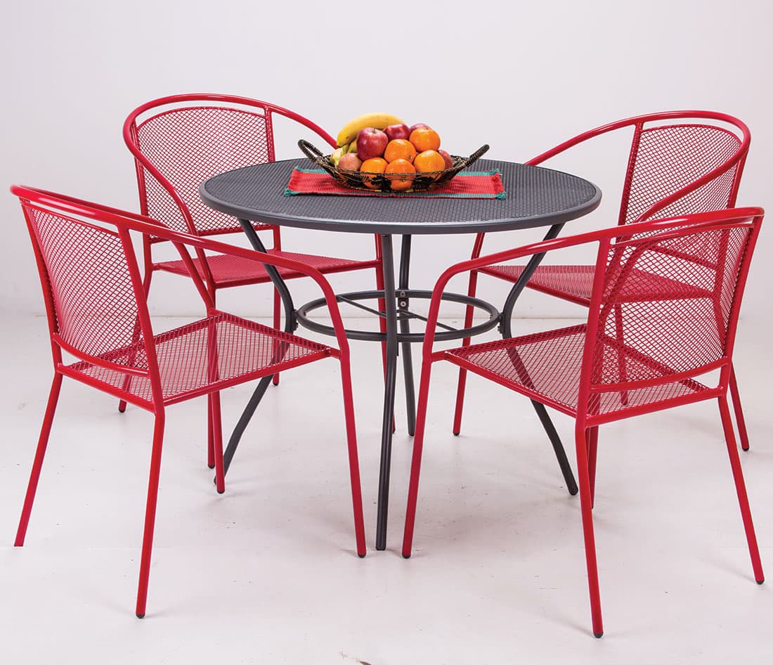 Baštenska Garnitura Noto Red - 4 Stolice i Sto