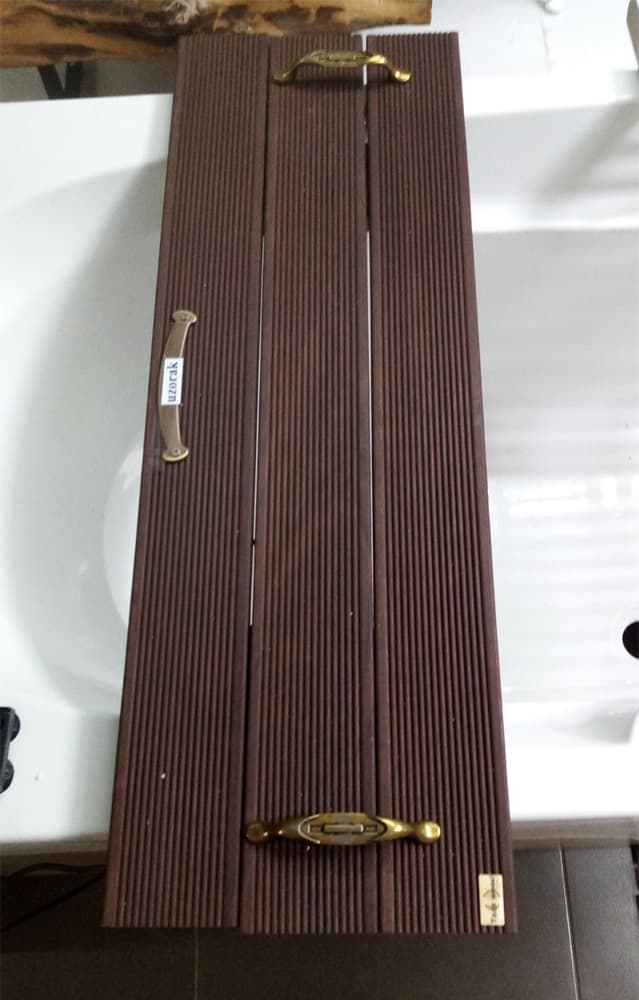 Polica za kadu od tikovine 80 cm