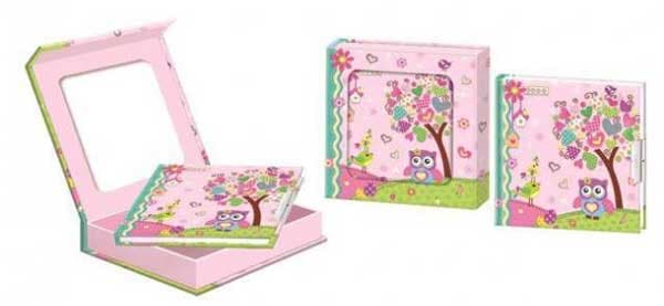 Dnevnik s ključićem u foto kutiji sova i ptičica 0181221