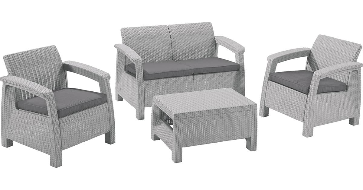 Baštenska Garnitura Barahona - Corfu II - 2 Fotelje, Dvosed, Sto