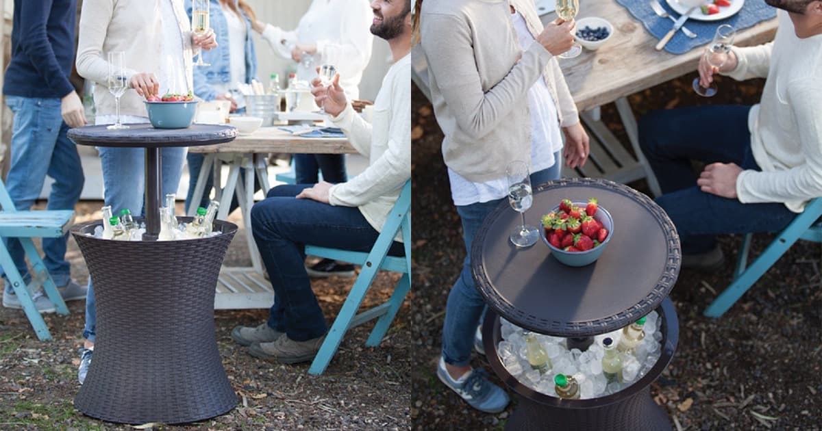 Barski Sto Sa Komorom Za Led i Flaše - Curver Cool Bar Rattan Antracit