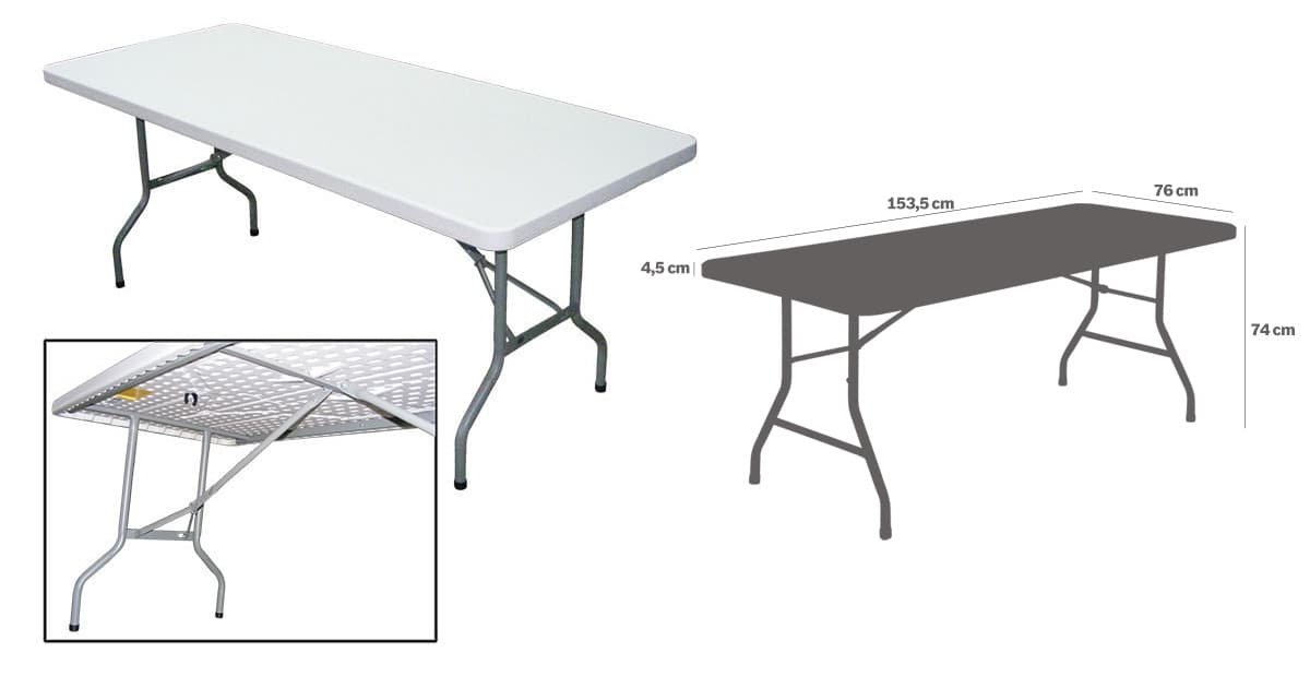 Sklopivi sto - plastična tabla i metalni nogari 153cm