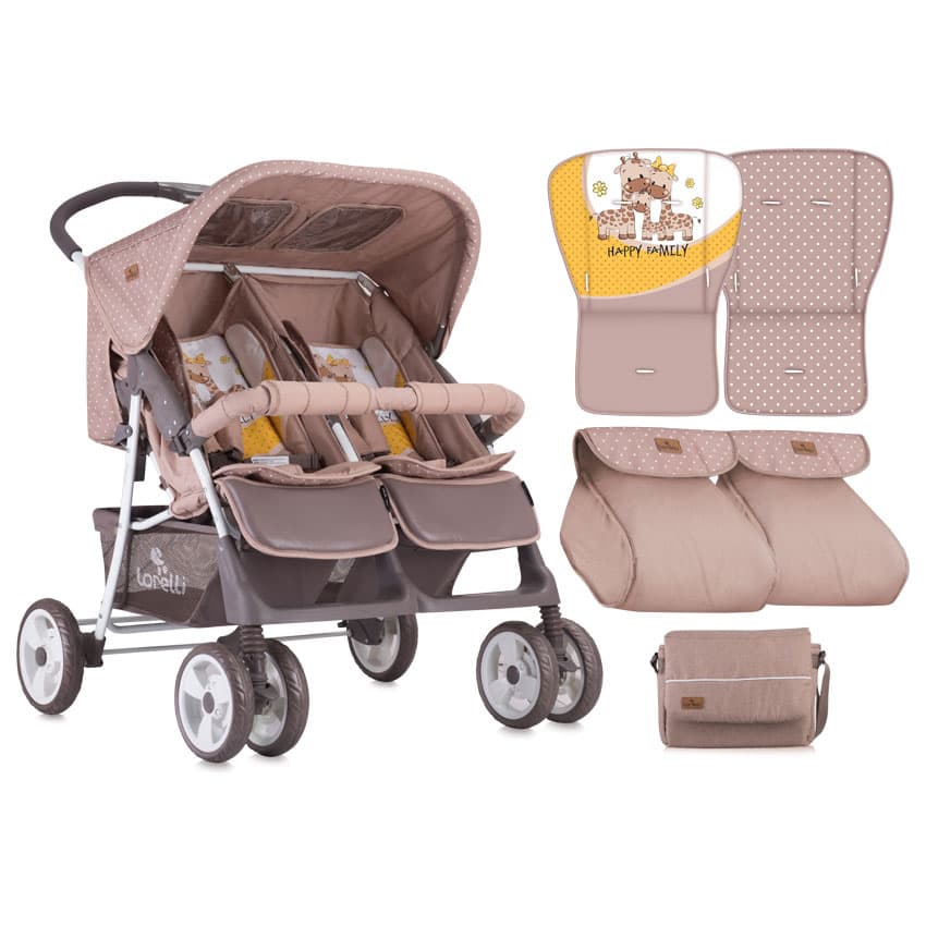 Lorelli Kolica za blizance Twin Beige And Yellow Happy Family