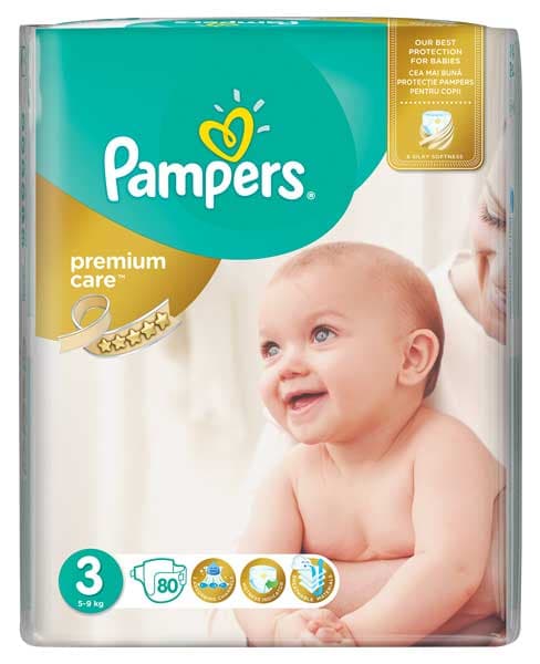 Pelene Pampers Premium Care JP3 midi 5-9kg 80 kom.