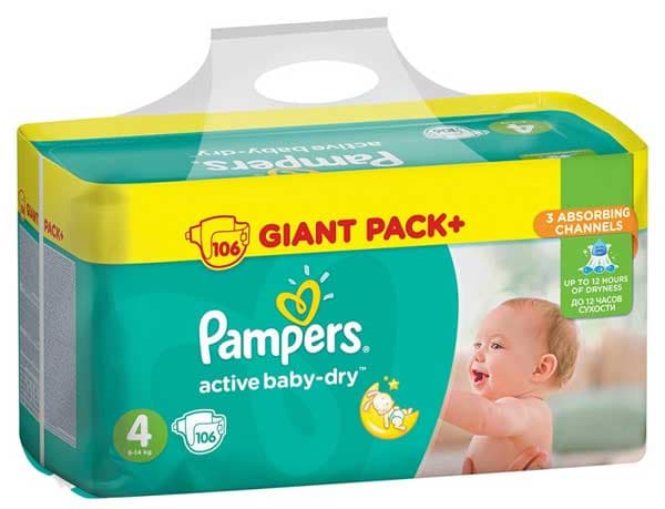 Pelene Pampers Active GBag Plus 4 Maxi 8-14kg 106 kom.