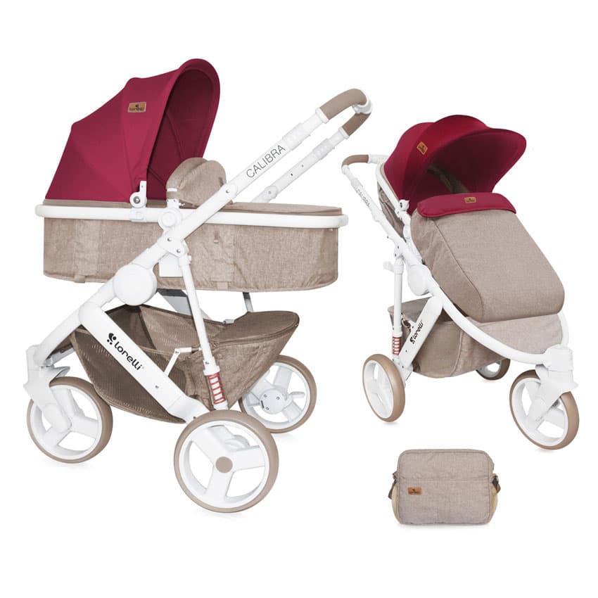 LORELLI Kolica za bebe CALIBRA3 Set 2 u 1 Beige and Red