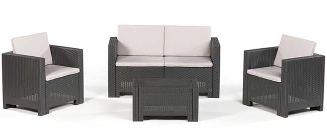 Baštenska Garnitura Colorado Antracit - 2 Fotelje, Dvosed i Sto