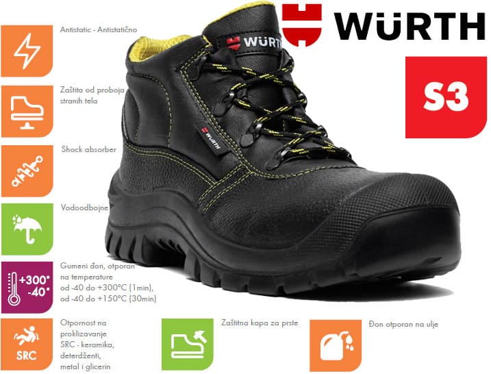 Wurth Bezbednosne cipele Rubber guard S3 duboke vel. 45