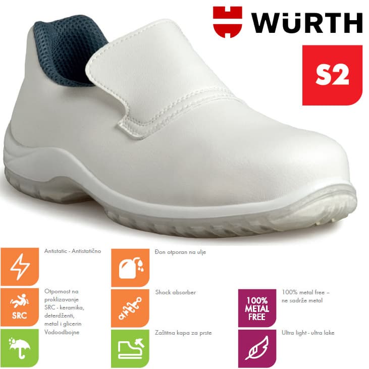 Wurth Bezbednosne cipele Kalnia Bele S2 Plitke vel. 39