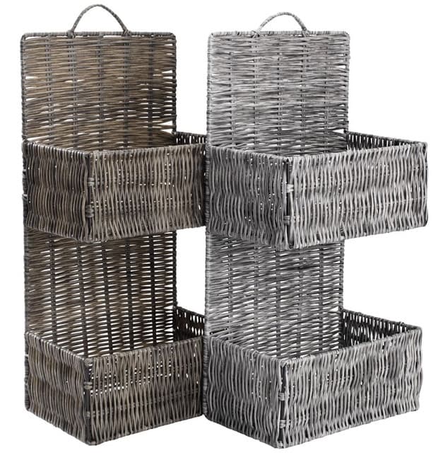 Viseća zidna polica sa korpama Corso Siva