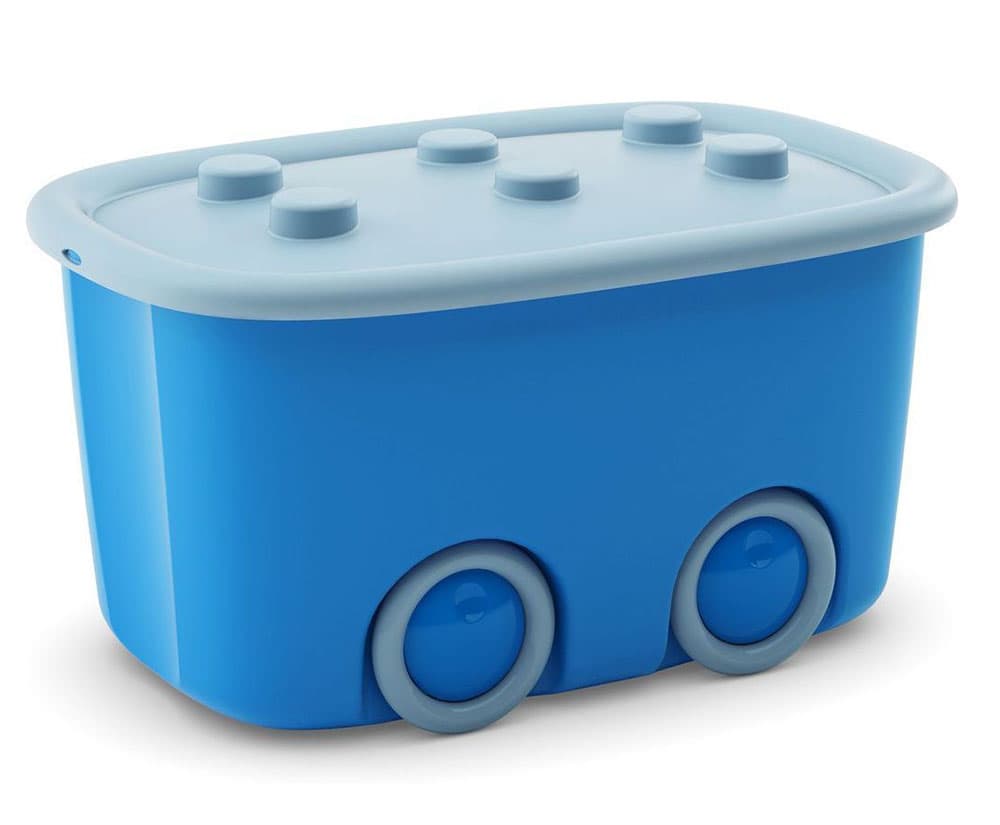 Kutija za odlaganje igracaka sa tockovima kis funny box plava