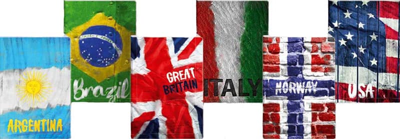 Velike sveske bez linijature - pakovanje 10 komada Retro Flags