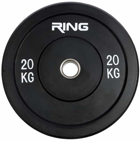 Olimpijski teg za šipku bumper crni 1x20kg Ring PL37-20