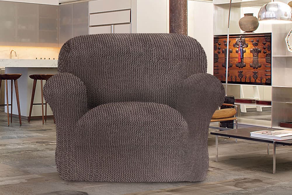 Bielastična presvlaka za fotelju braon