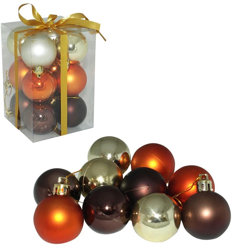 Novogodišnji ukrasi za jelku 12 raznobojnih kugli 6cm