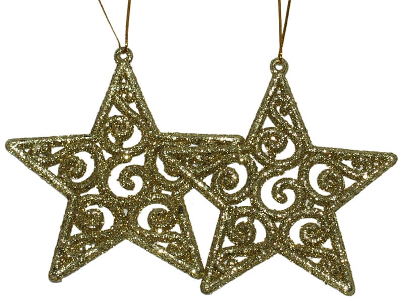 Ukrasi za jelku - zvezde u boji zlata set 2 komada