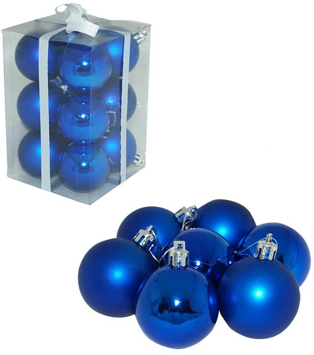Ukrasi za jelku - kugle 8 cm 12 komada plave