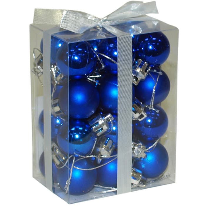 Novogodišnji ukrasi za jelku 24 kuglice plave