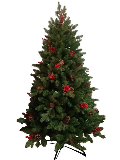 Novogodišnja jelka sa šišarkama i crvenim bobicama 210cm 180879