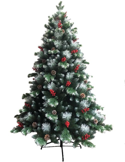 Novogodišnja jelka sa belim vrhovima, šišarkama i bobicama 210cm 180885