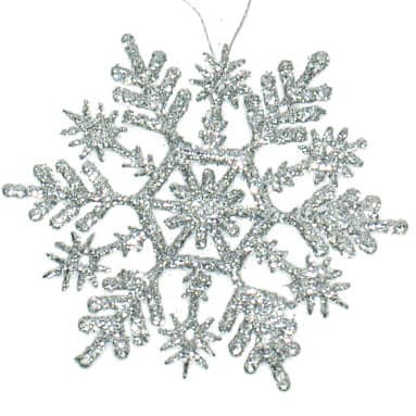 Ukrasi za jelku - pahulje u srebrnoj boji 6 kom