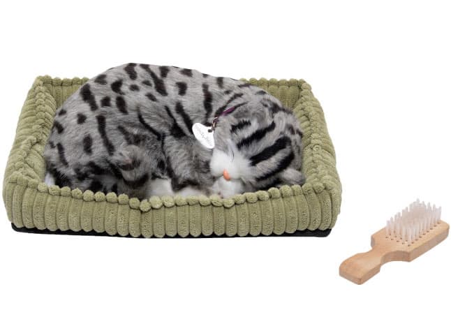 Plišana mačka koja spava Sa pokretima disanja PP-Gray-Tabby