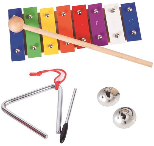 Set dečijih instrumenata - metalofon, triangl i činele PK09