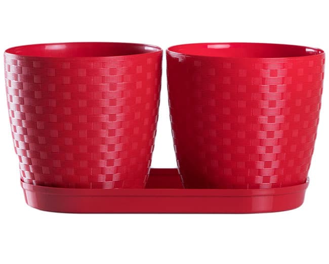 Saksije za cveće sa tacnom Inspira Mix and Play Crvena