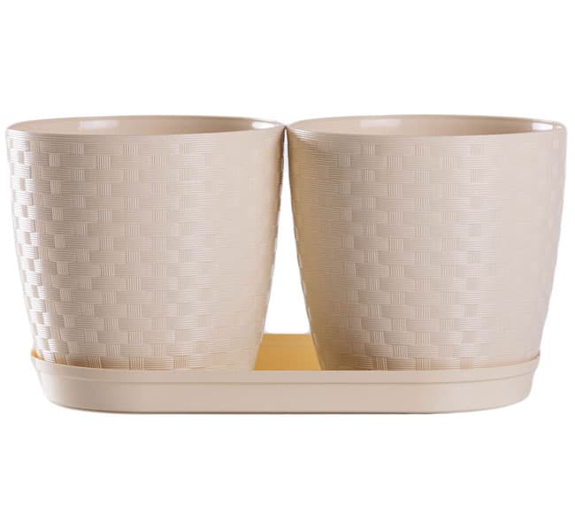 Saksije za cveće sa tacnom Inspira Mix and Play Krem