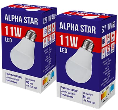 Alpha Star LED Sijalica E27 11W toplo bela 2 komada 023222