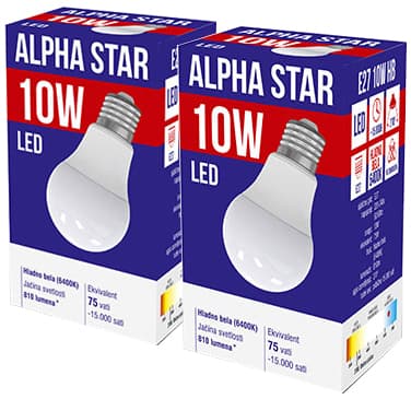 Alpha Star LED Sijalica E27 10W Hladno bela 2 komada 023996