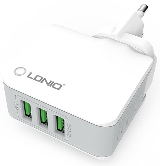 Brzi USB punjač sa 3 porta za baterije prenosnih uređaja Ldnio A3303