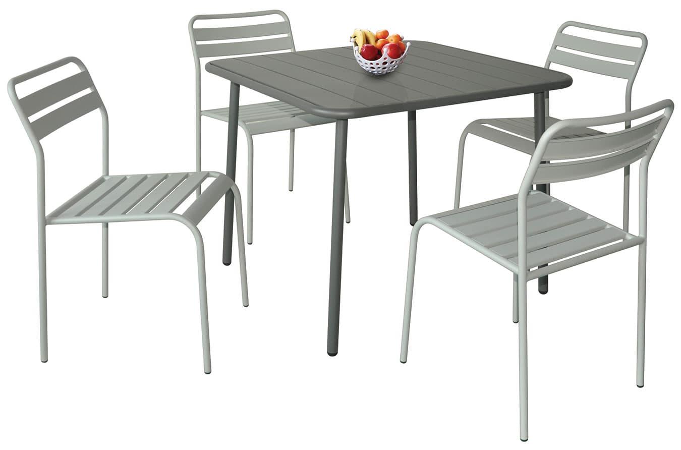 Baštenska Garnitura Od Metala Simz Grey - 4 Stolice i Sto