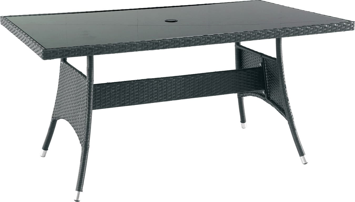 Veliki Baštenski Sto Od Wicker Ratana i Stakla