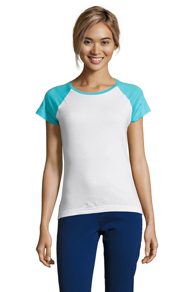 Sols Ženska majica sa kratkim rukavima Milky white/atoll blue veličina L 11195