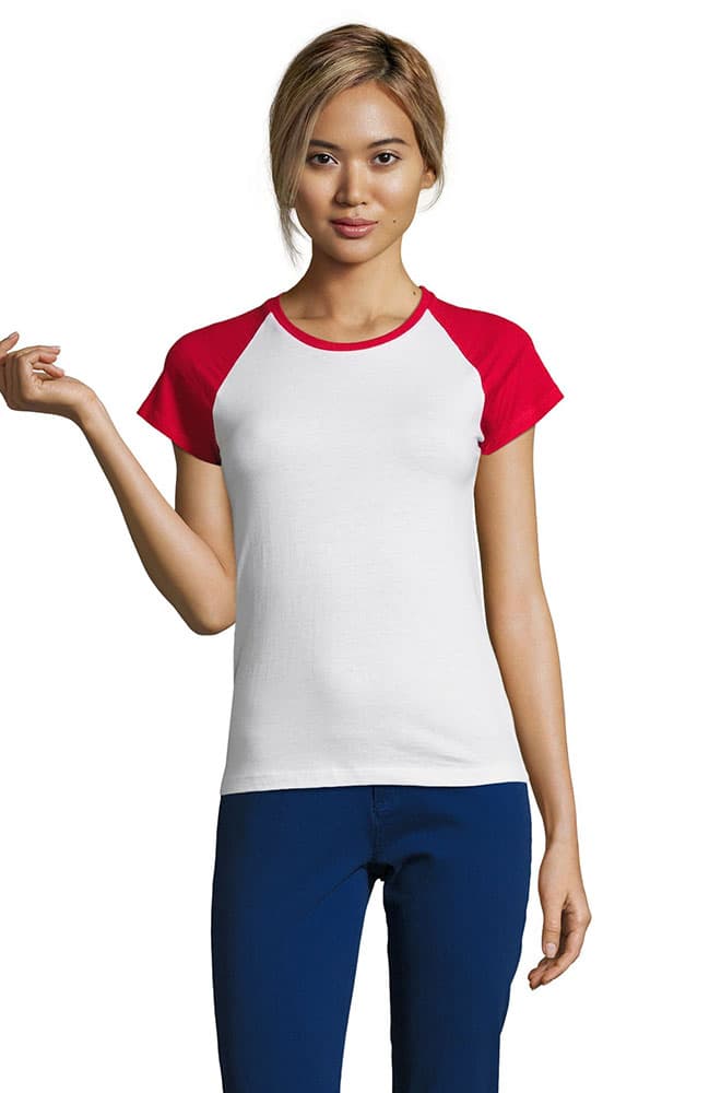 Sols Ženska majica sa kratkim rukavima Milky white/red veličina XXL 11195