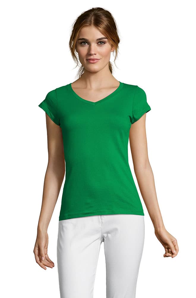 Sols Ženska majica V izrez Moon Kelly Green veličina XL 11388