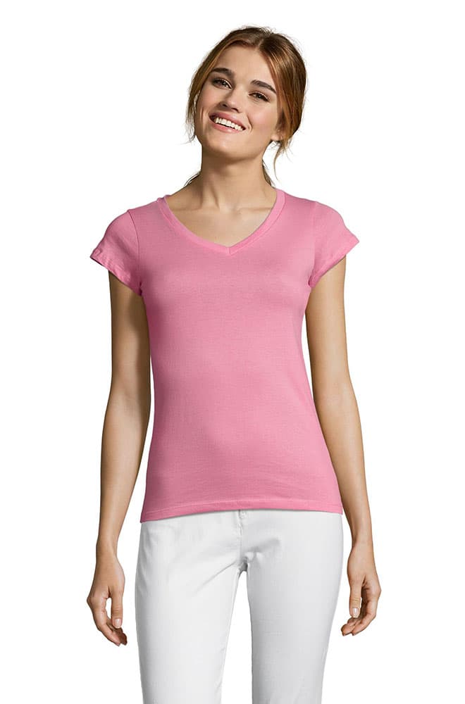 Sols Ženska majica V izrez Moon Orchid Pink veličina L 11388