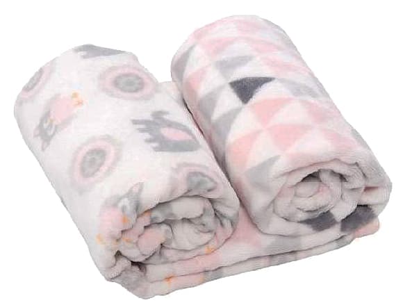 KIKKA BOO Ćebence za bebe GIFT SET CORAL FLEECE Pink Owls 31103020037