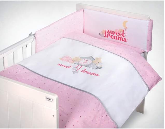 KLUPS Posteljina za bebe SET 5 delova SWEET DREAMS Pink C-5/K314
