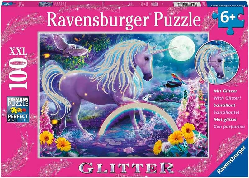Glitter puzzle slagalice za decu 100XXL delova Svetlucavi jednorog Ravensburger 12980